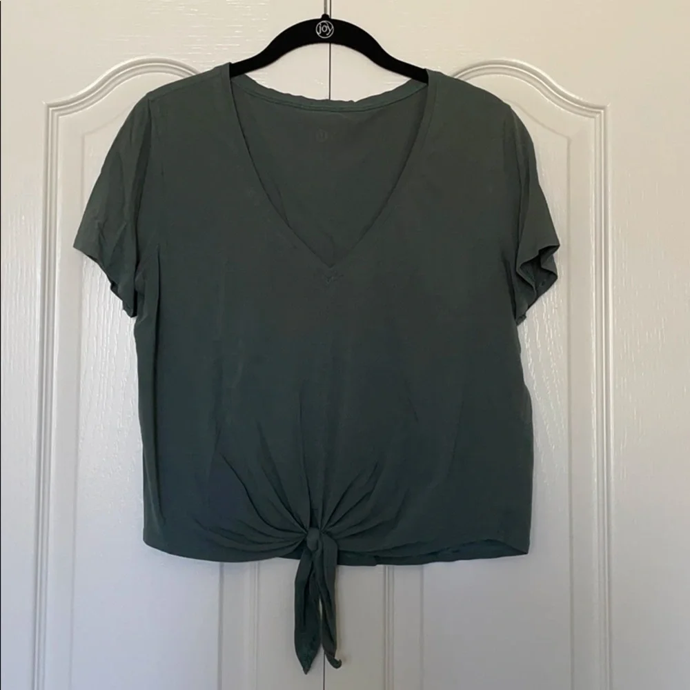 Lululemon front tie crop shirt sz: 6 grey sage - Picture 1 of 4